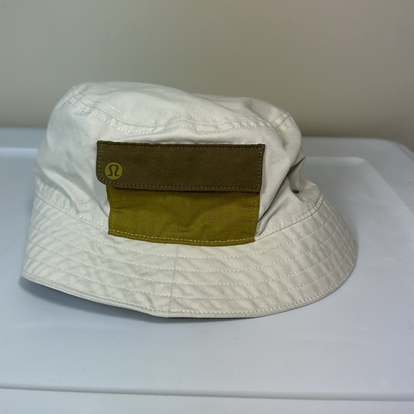 Lululemon On My Level Bucket Hat White Opal Auric Gold Artifact S/M - Picture 4 of 7